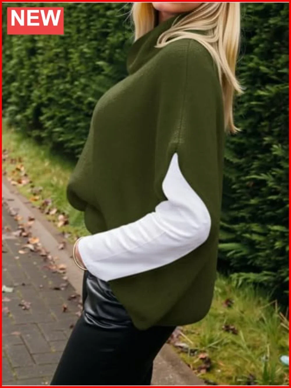 Oversized Turtleneck Sweater Short Sleeve Chunky Knit Pullover